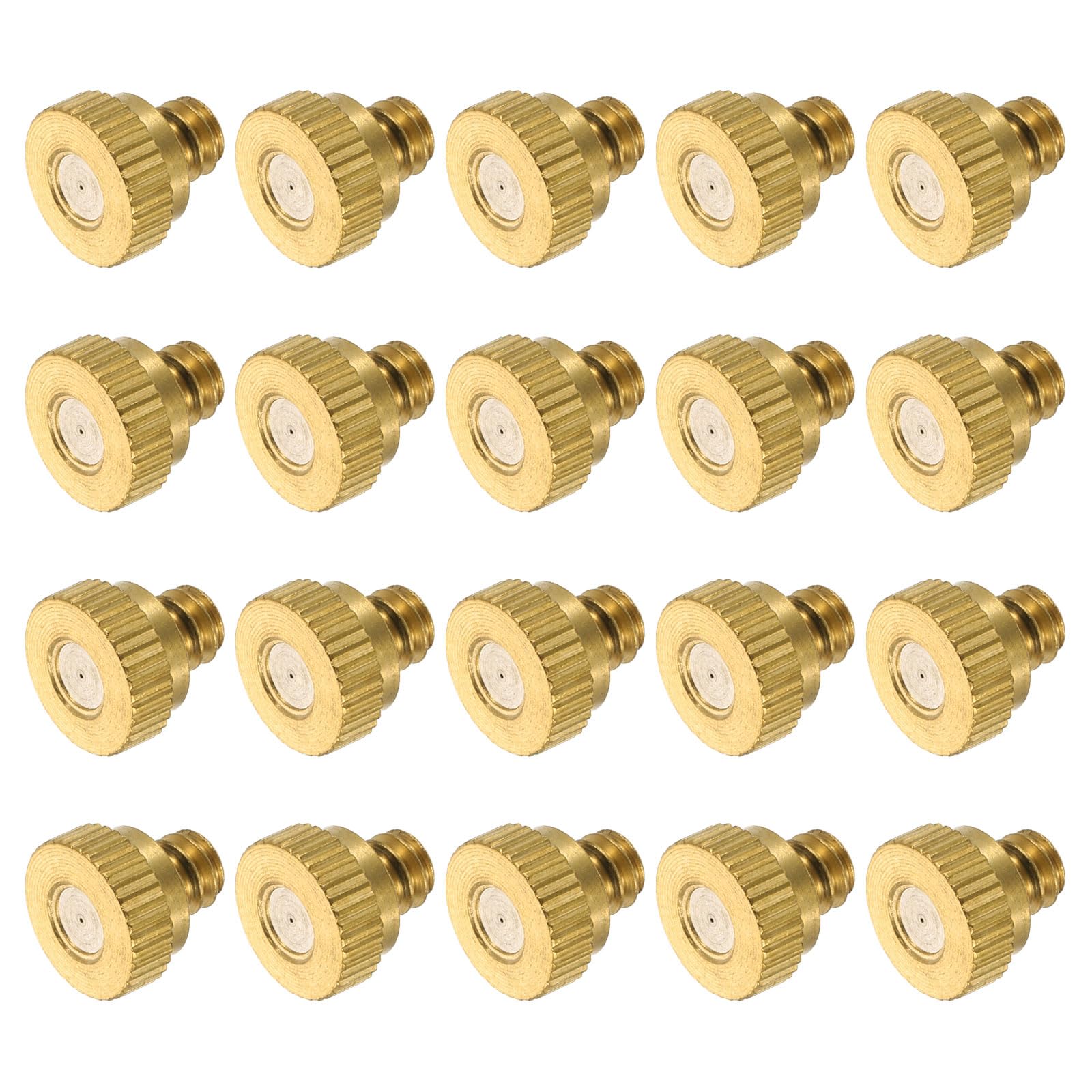 SOHNVWTGD Brass Misting Nozzle, 10/24 UNC 0.3mm Orifice Dia Replacement Heads Low Pressure Atomizing Misting Sprayer for Outdoor Cooling System, 20 Pcs
