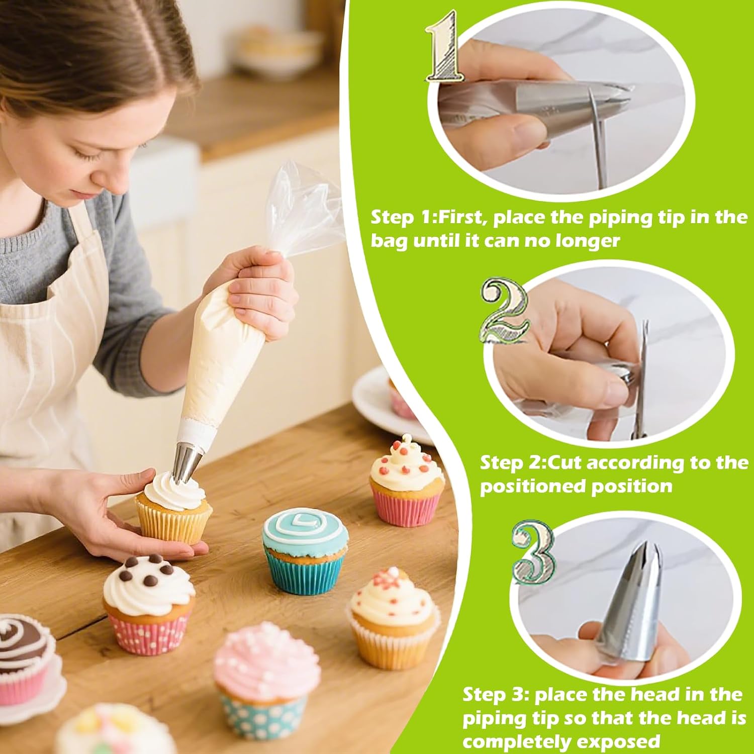 Suuker 1M Piping Tips Set, 5-Piece Large Star Cake Decorating Tips