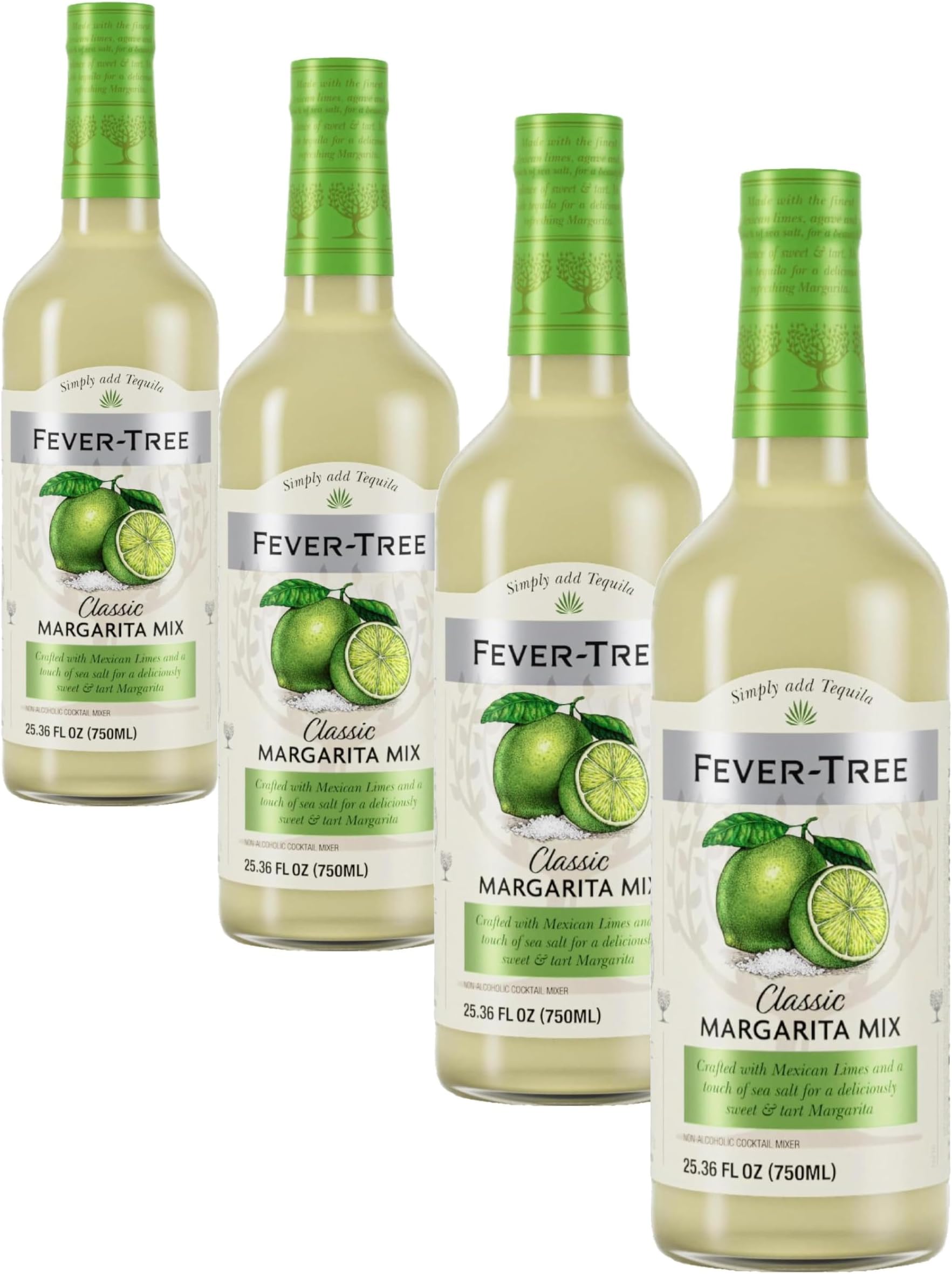 Margarita Mix - Premium Quality Mixer - Cocktails & Mocktails - Craft & Batch Drink Mix – Naturally Sourced Ingredients - Non Alcoholic - 25.4 Fl Oz Glass Bottle (Pack of 4)