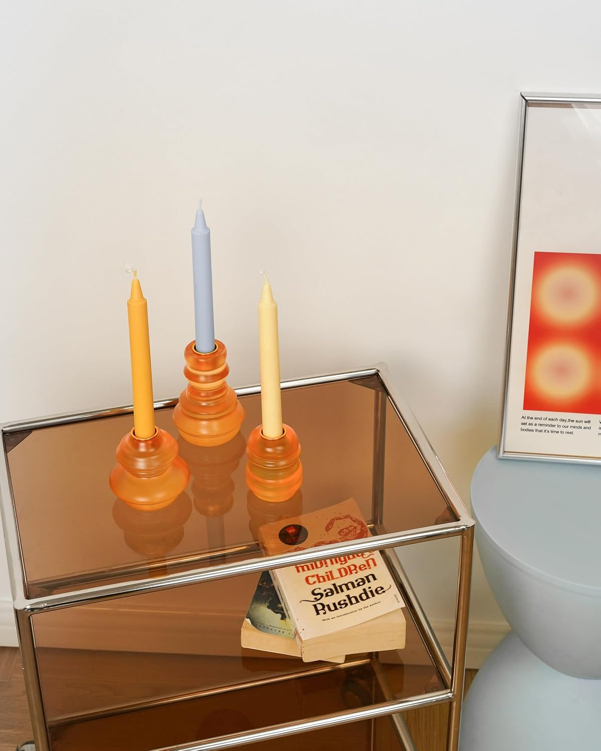 Candlestick Holders Set of 3, Amber Candle Holders Vintage Candle Sticks Holder Decor for Fall Clear Resin Taper Candle Holder for Tabletop Decor, Party and Festival, 3 Assorted Sizes