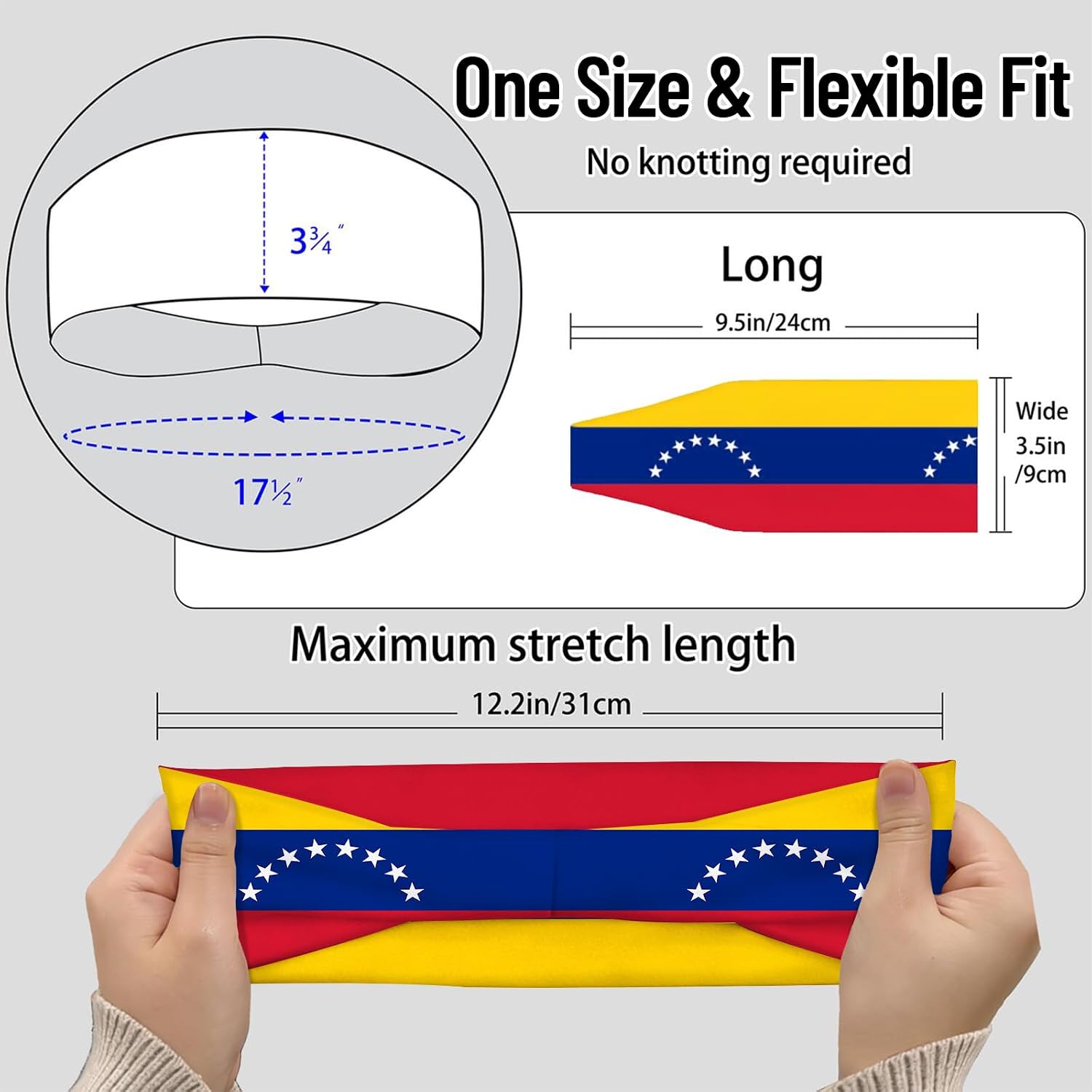 Sports Headband for Women Men, Flag Pattern Sweat Wicking Head Bands Hair Wrap Bands for Workout Running Fitness Fashion Sweatband Gift