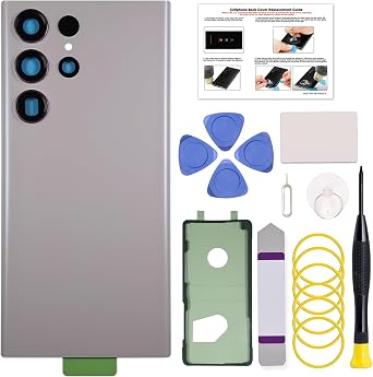 GREEN FUSION Compatible with Galaxy S23 Ultra Back Cover Replacement, Back Glass Door for S23 Ultra 5G SM-S918 Series with Pre-Installed Camera Lens, Repair Toolkit & Instruction, Phantom Lavender