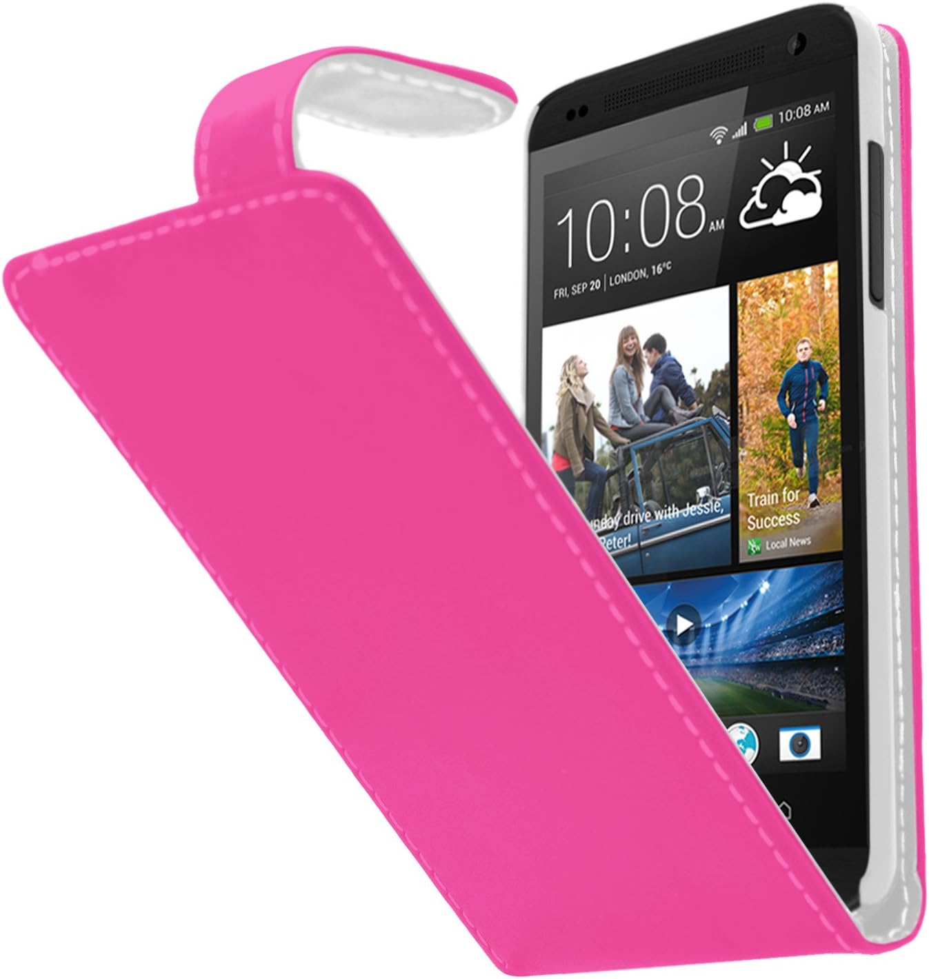 Samrick Specially Designed Leather Flip Case for HTC Desire 610 - Pink