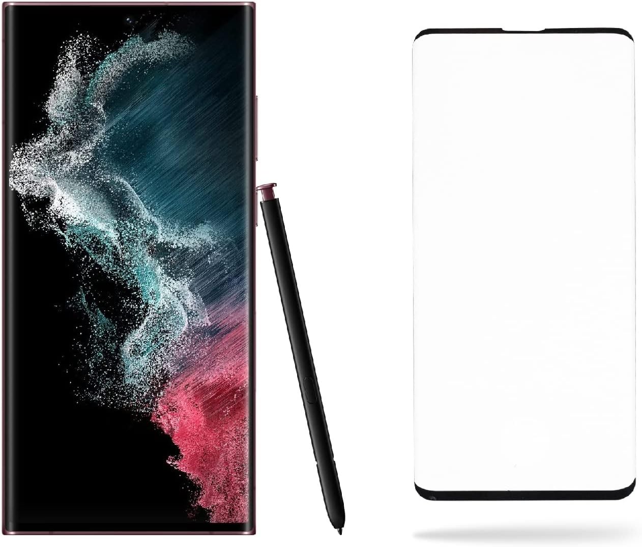 SETPOT Samsung Galaxy S22 Ultra 5G Smartphone Protective Bundle Tempered Glass HD Screen Protector| Factory Unlocked Android International Version, 8K, S Pen, No Warranty (256 GB, Burgandy)