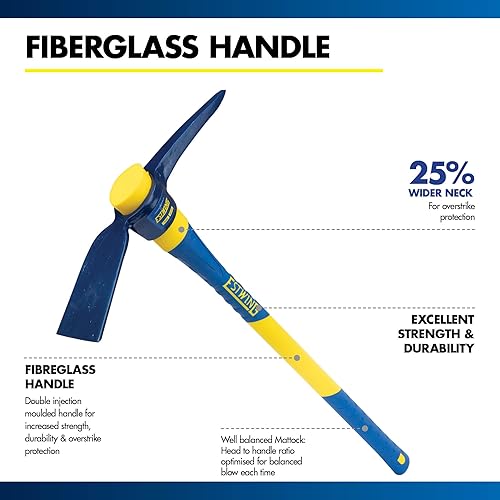 Miniatura 7 de Estwing Mattock de 2.5 libras, mango de fibra de vidrio de 36 pulgadas, ideal para azadas en cuartos reducidos o suelos rocosos