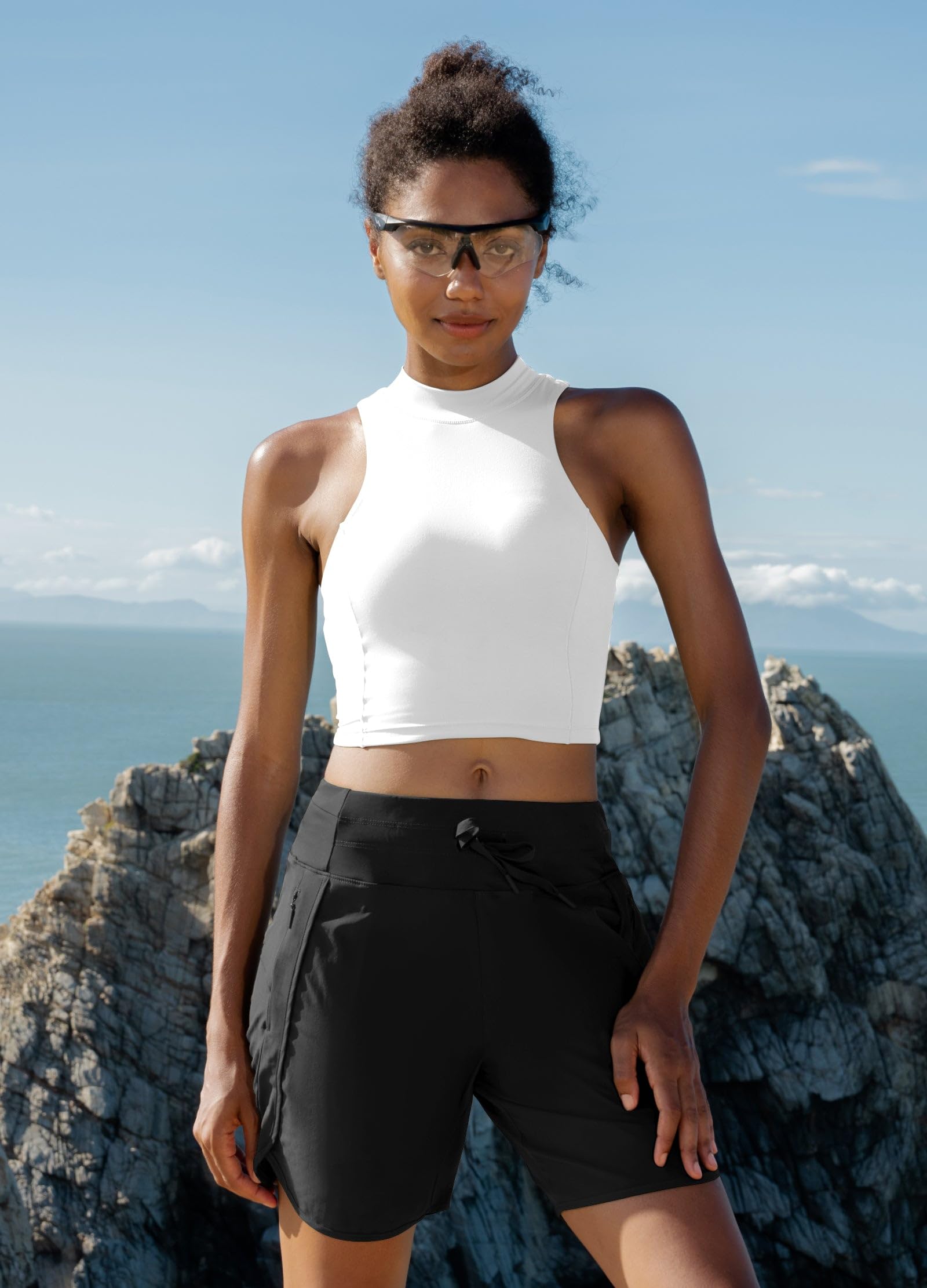WILLIT Short de course athlétique pour femme de 12,7 cm - Long short d'entraînement - Short de randonnée - Course à pied - Short actif à séchage rapide - Taille haute - Poche zippée