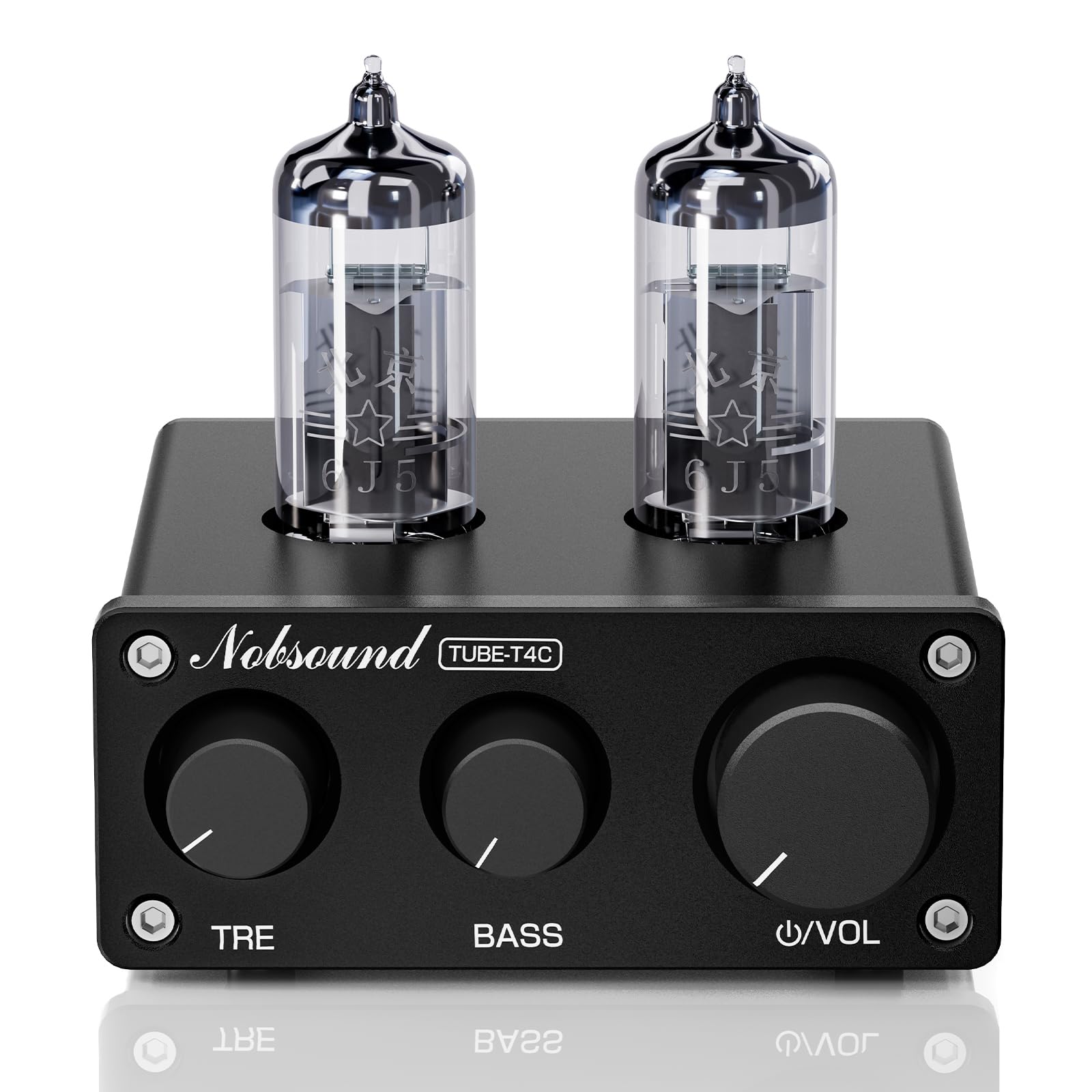 Nobsound Mini Lampowy Przedwzmacniacz HiFi: Stereofoniczny Przedwzmacniacz Audio Klasy A z Regulacją Basów i Wysokich Tonów do Domowych Wzmacniaczy, Aktywnych Głośników, Biurkowych Systemów Audio