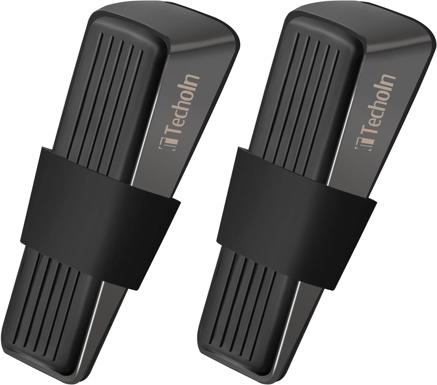 Door Stoppers, Heavy Duty Door Stop Wedge, Metal Doorstops for All Floor Surfaces (2, Frosted Black)