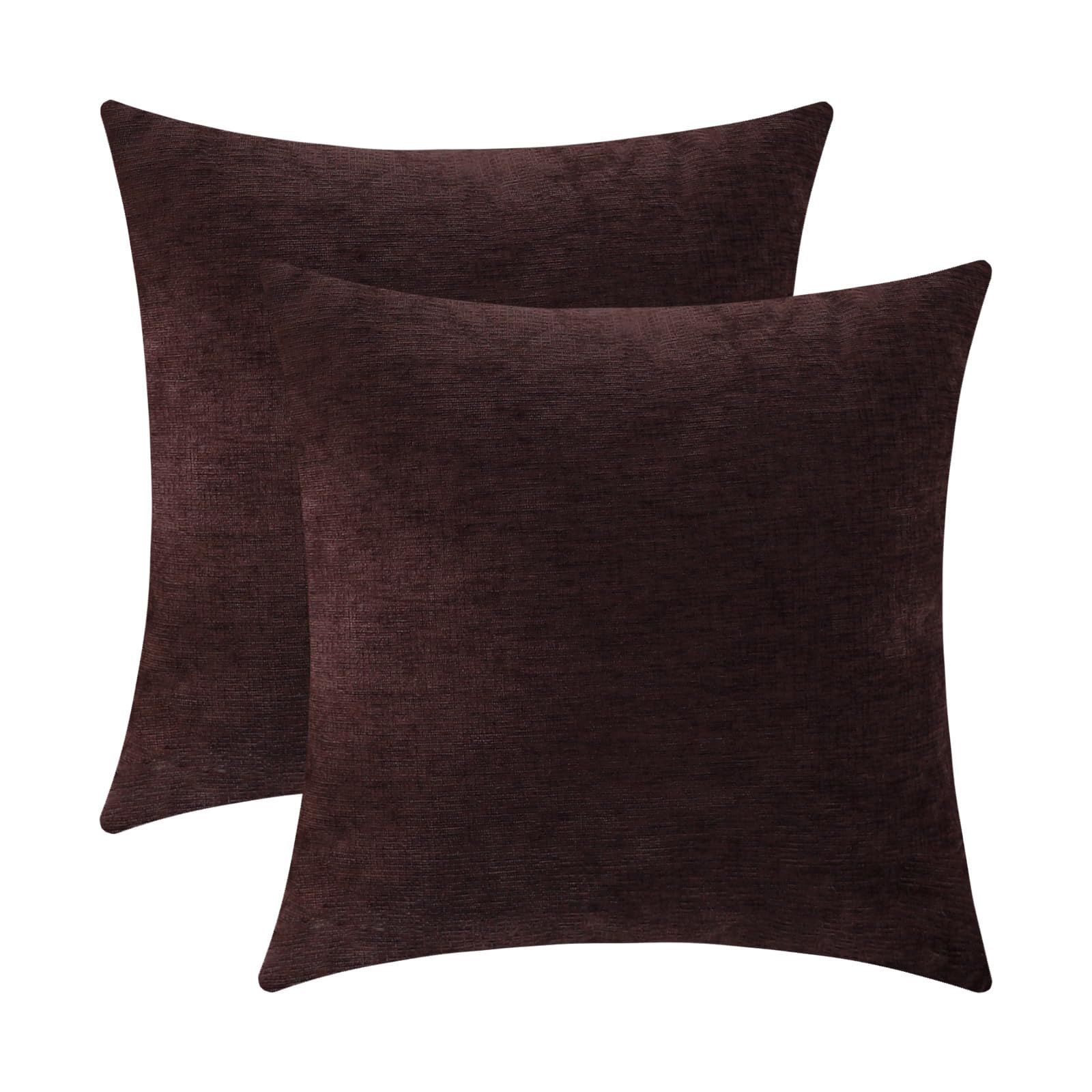 Jeneoo Plum Purple Decorative Throw Pillow Covers Soft Chenille Comfy Square Couch Cushion Cases for Living Room Sofa Decor (Set of 2, 18 x 18 Inches)