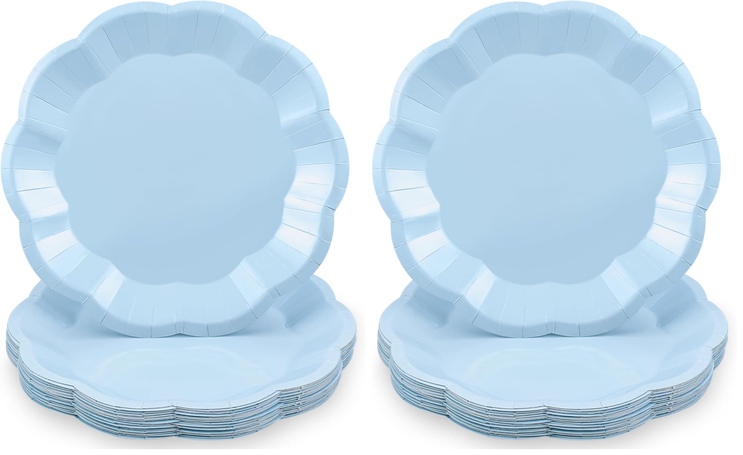 NatNarr 30 Pcs Light Blue Paper Plates 9 Inch Scalloped Plates Disposable Dinner Plate Party Plate for Weeding, Birthday, Baby Shower (Pack of 2)