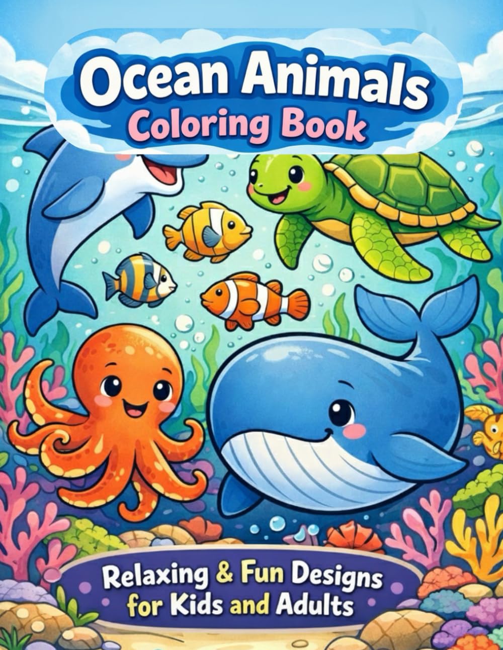 Ocean animals colouring book