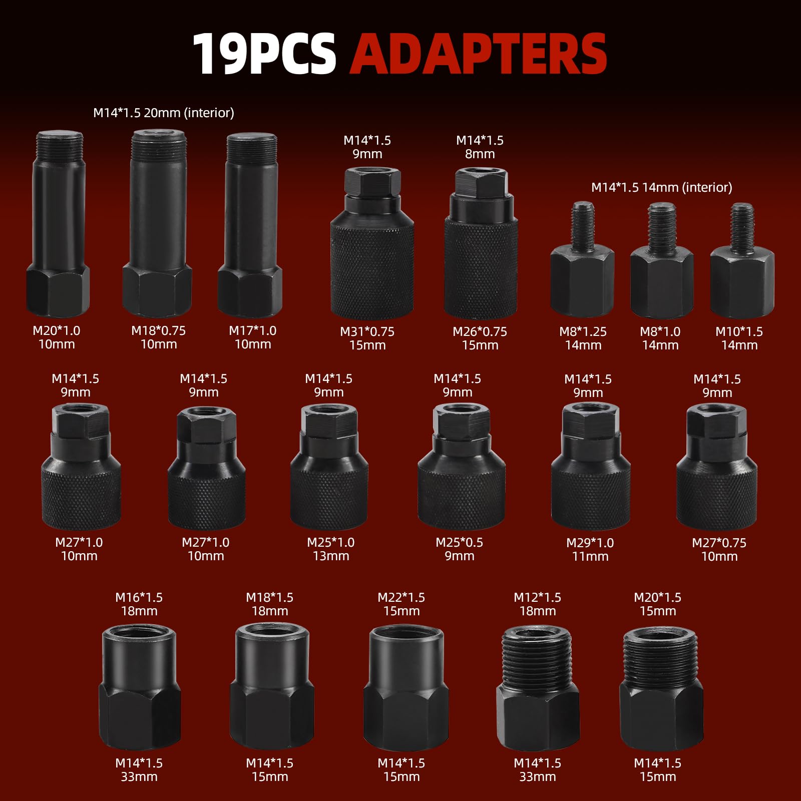 FreeTec Extractor de inyectores neumáticos, 24 piezas, extractor de aire comprimido, extractor de inyectores diésel con 19 adaptadores y 3 herramientas de extensión