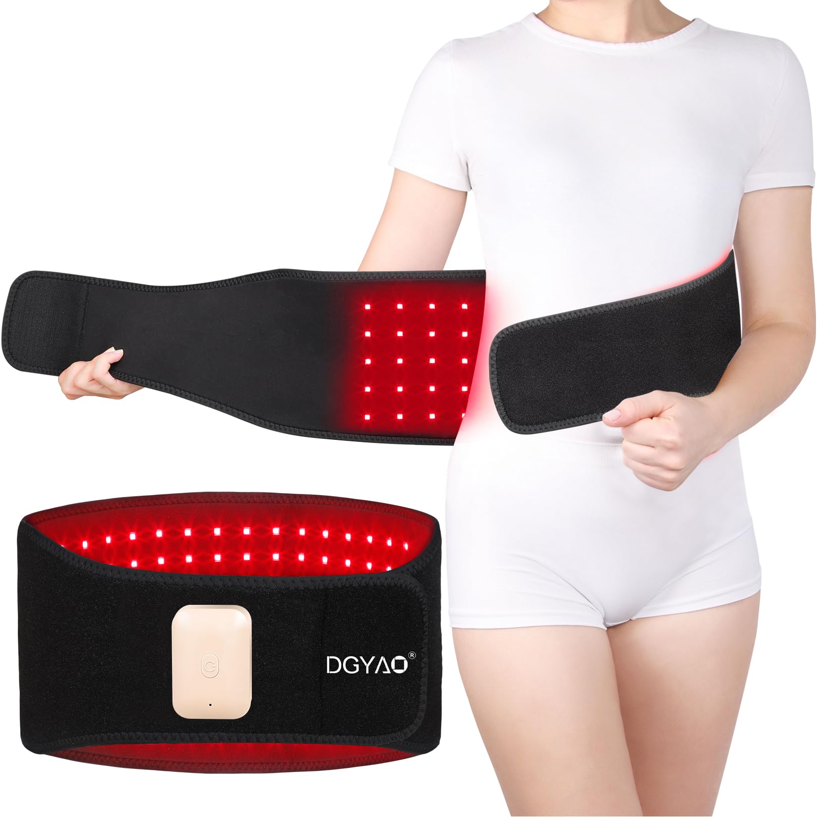 Cinturón de terapia de luz roja inalámbrico para dispositivo infrarrojo corporal inalámbrico recargable con banco de energía de 2000 mAh
