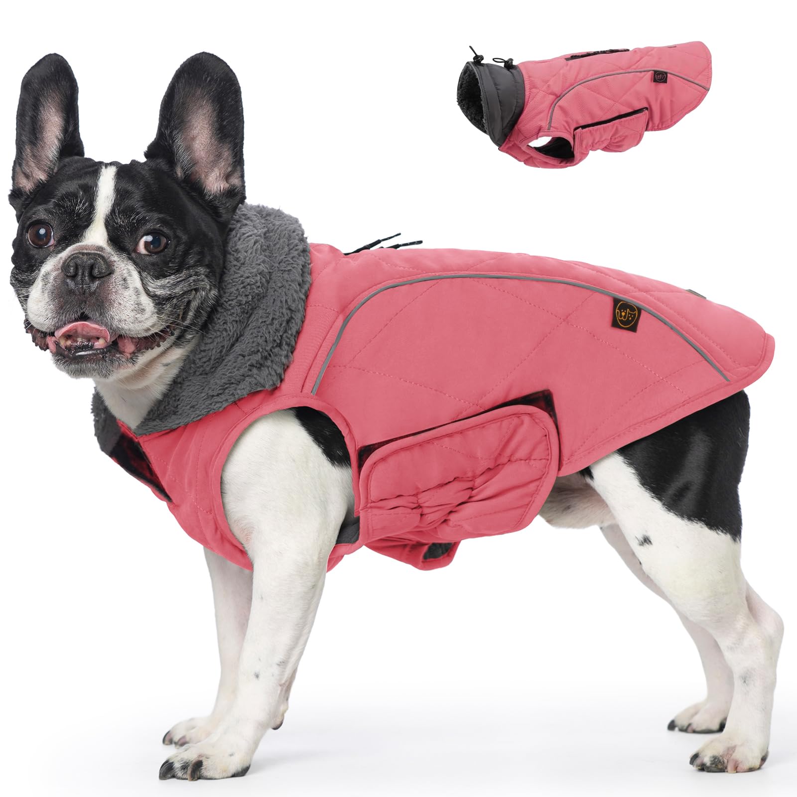 EMUST Dog Coats Winter, Thick Dog Clothes for Medium Dogs Boy, Coats for Dogs Winter with Harness Hole, Dog Coats for Cold Weather, Dark Blue, M