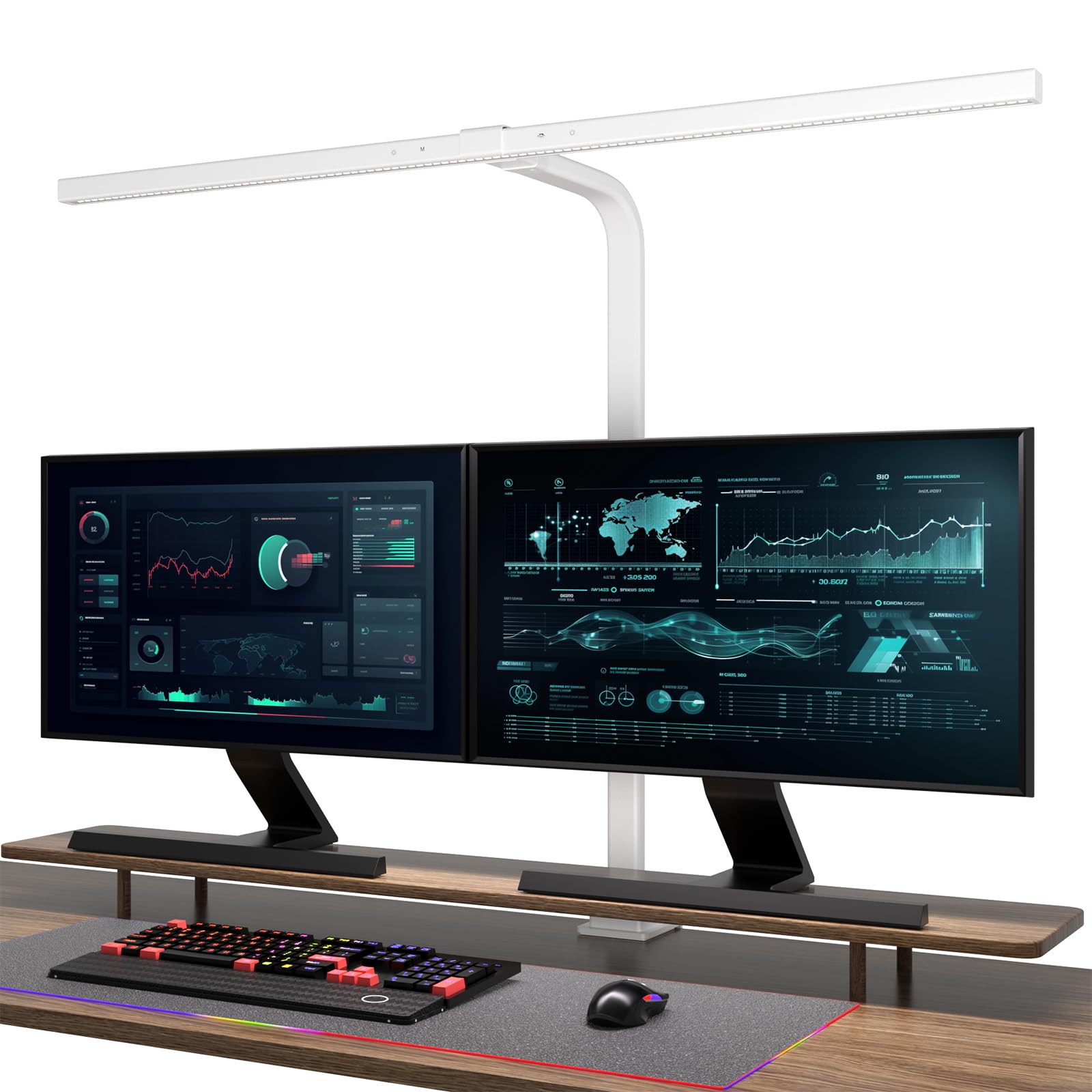EYOCEAN Lampada da scrivania a LED oscuramento automatico, lampada da tavolo da ufficio da 80 cm con morsetto con temperature di colore regolabili