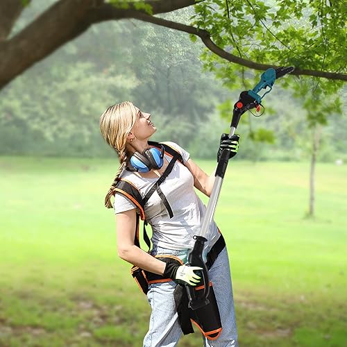 Miniatura 6 de Mini motosierra inalámbrica 2 en 1, motosierra inalámbrica con 2 baterías, motosierra eléctrica pequeña con barra de extensión, motosierra