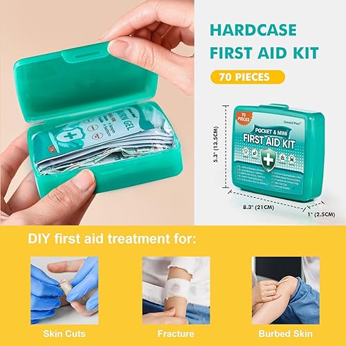 Miniatura 10 de General Medi Kit de primeros auxilios de 120 piezas, caja de primeros auxilios, incluye paquete frío instantáneo, manta de emergencia para viajes,