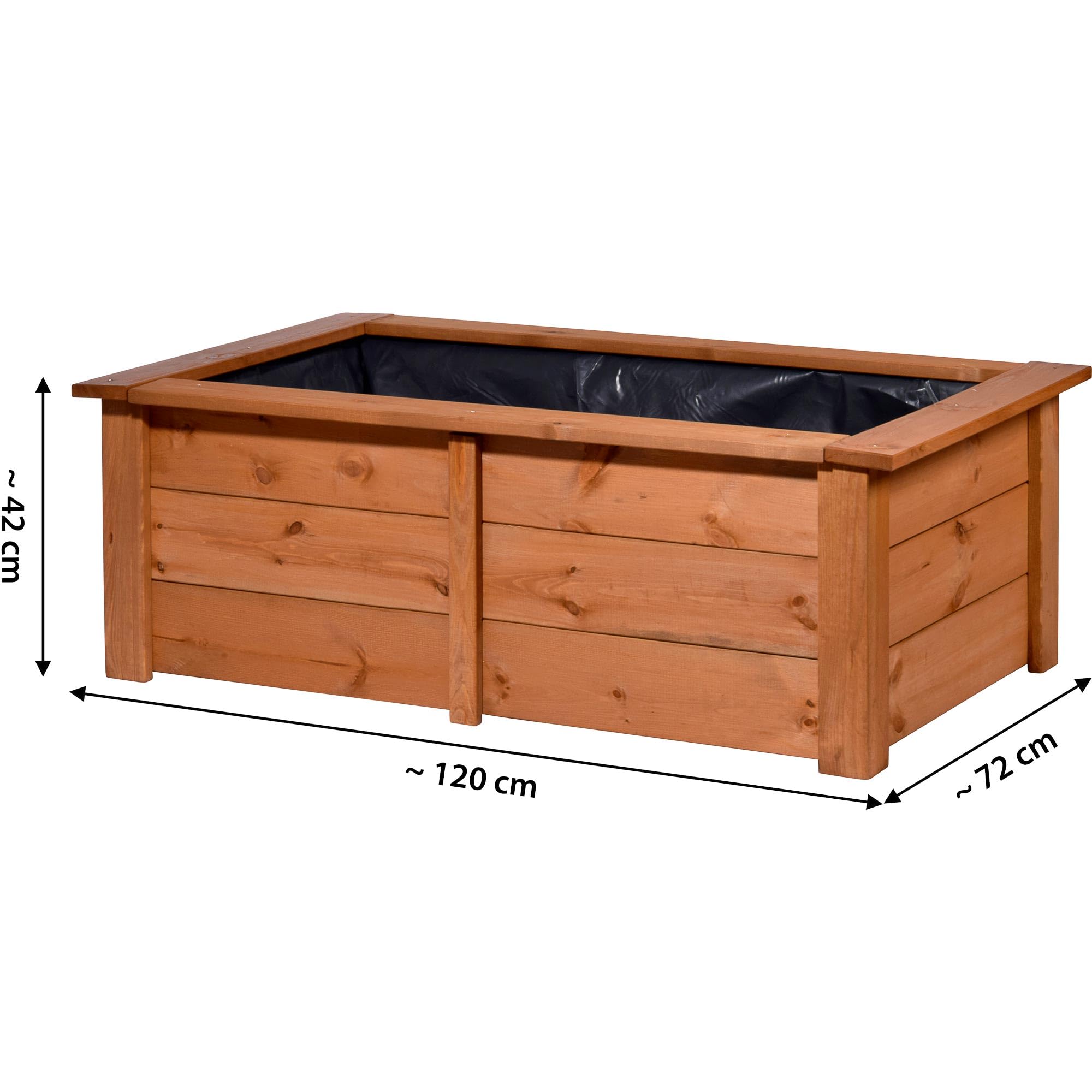 dobar® 29246FSCe Hochteich Kubus | Gartenteich aus robustem Massivholz | Miniteich 200 L für Garten/Terrasse/Balkon | Teich für den Garten inkl. Teichfolie | 120 x 72 x 42 cm | Braun