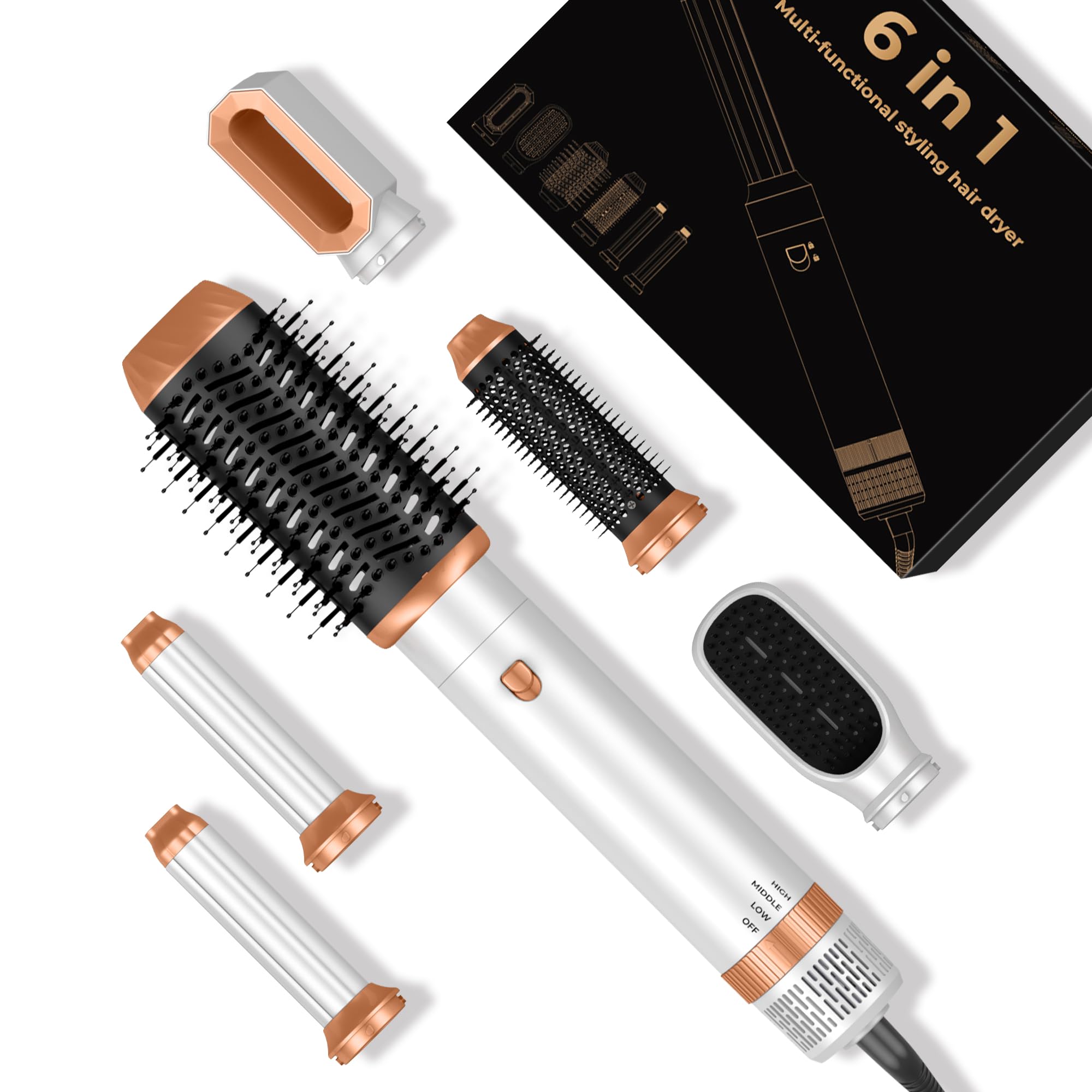 Hair Dryer Blow Dryer Set of 6 White