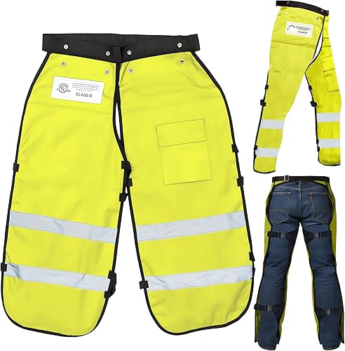 MGP SUPPLY Apron Style Chainsaw Chaps with Pocket & Adjustable Waist | Lightweight Class B Protective Safety Equipment Verde (SAFETY GREEN)