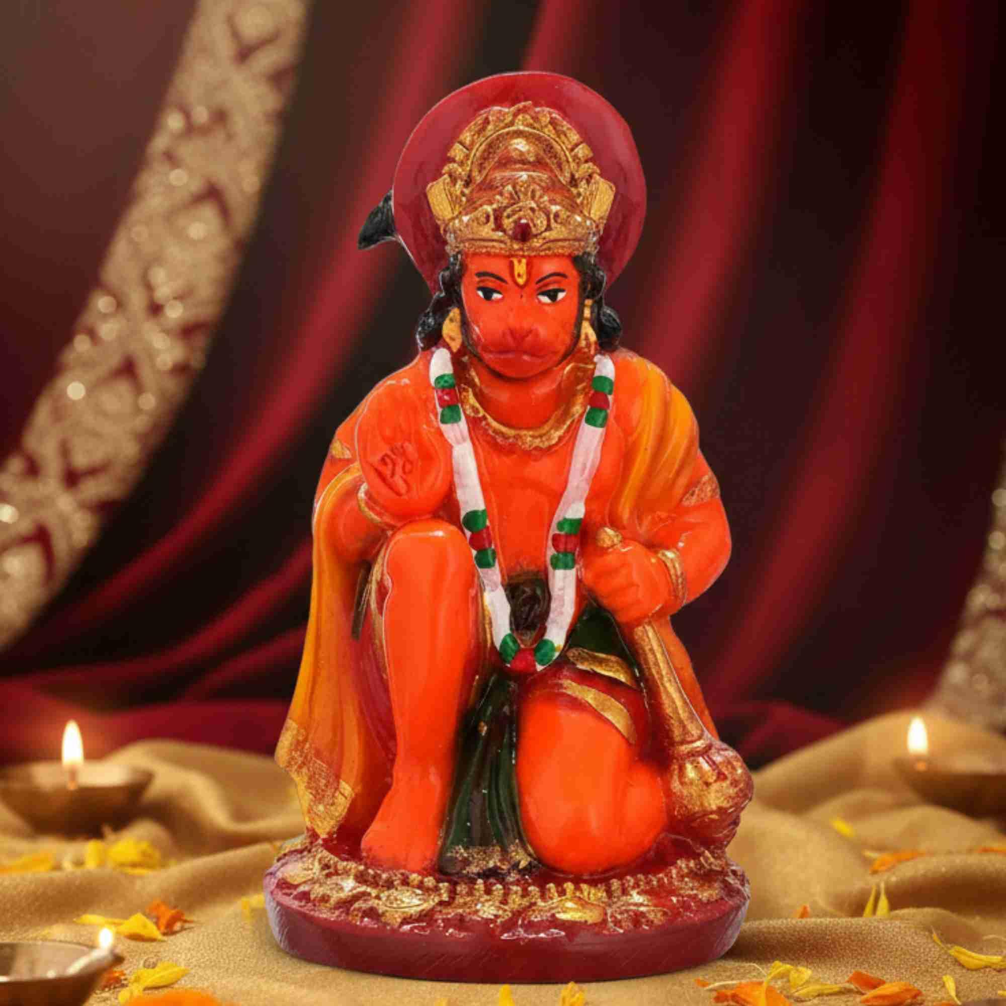 TIED RIBBONS Hanuman Statue | Resin, 4 Inch | Hindu Gods Statues Hanuman Idol | Hanuman Ji Murti for Indian Decor, Home Decor, Indian Statue | Return Gifts for Pooja