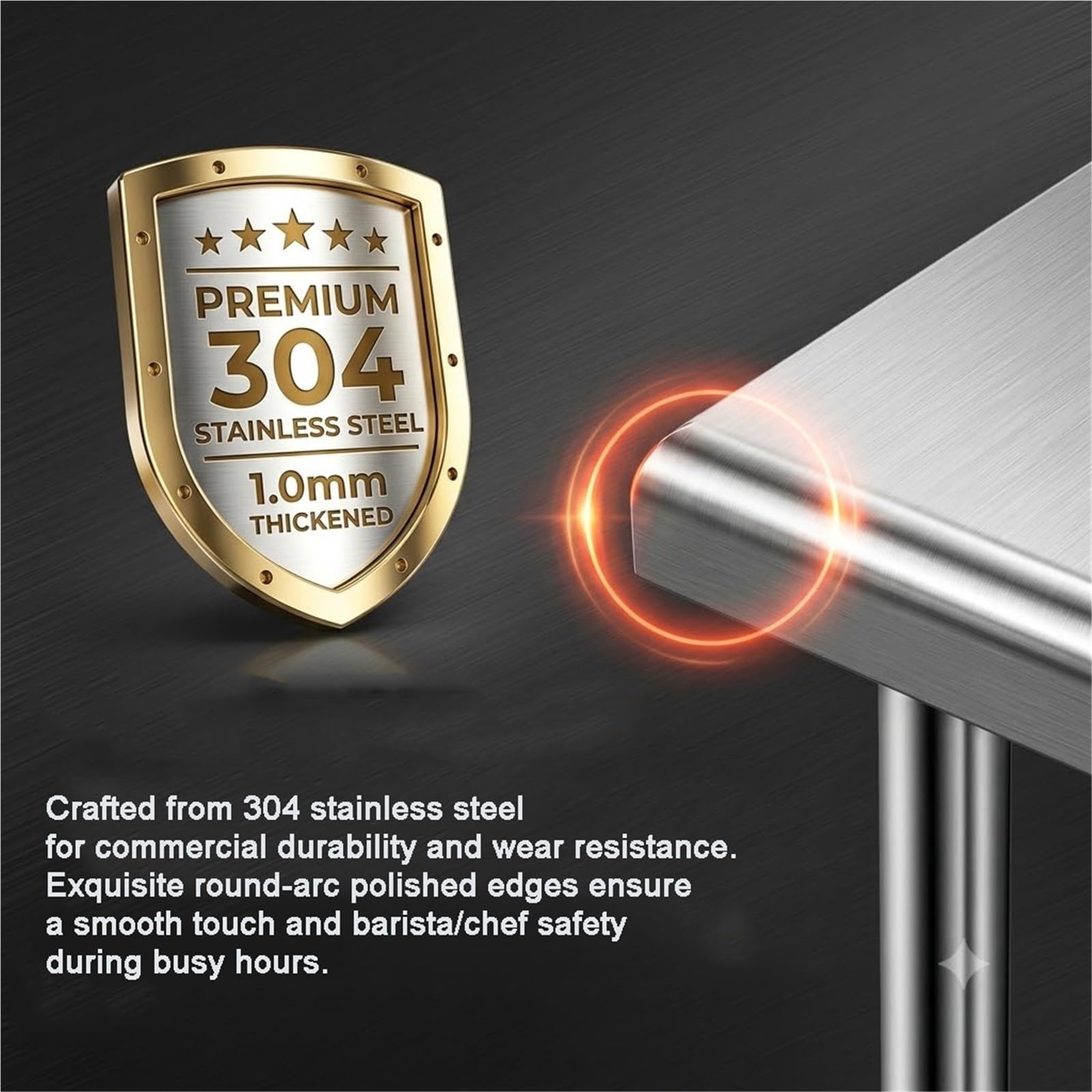 Tavolo Da Lavoro Professionale Acciaio Inox 304 Con Vasche Profonde, Stazione Panatura Robusta Per Cucina Ristorante Fritto(80x55x80cm)