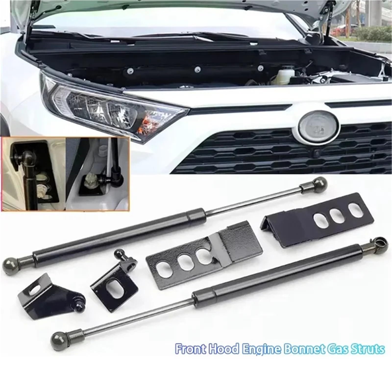Amortyzator gazowy sprężyna gazowa Pasuje do Toyoty RAV4 2019 2020-2024 2ZESTAW Silnik Maska Przednia Maska Sprężyny gazowe Pręty Amortyzator Podnośnik Podpora Części