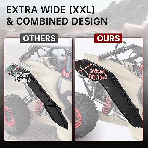 Miniatura 4 de CUSAUTV Kit de guardabarros extendidos XXL de combinación delantera y trasera compatible con Can Am Maverick X3Max todos los modelos 2017-2022 con