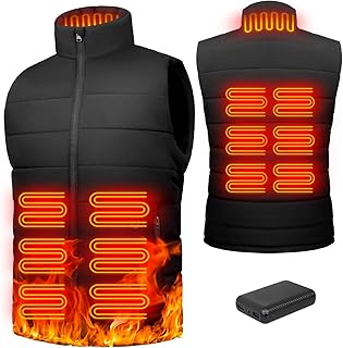 Moteoza Heated Gilet for Men Women with 10000 mAh Battery, Heated Vest USB Electric Body Warmer, Heated Sleeveless Jacket Washable with 3 Heat, Heated Coat for Outdoor Gear Winter