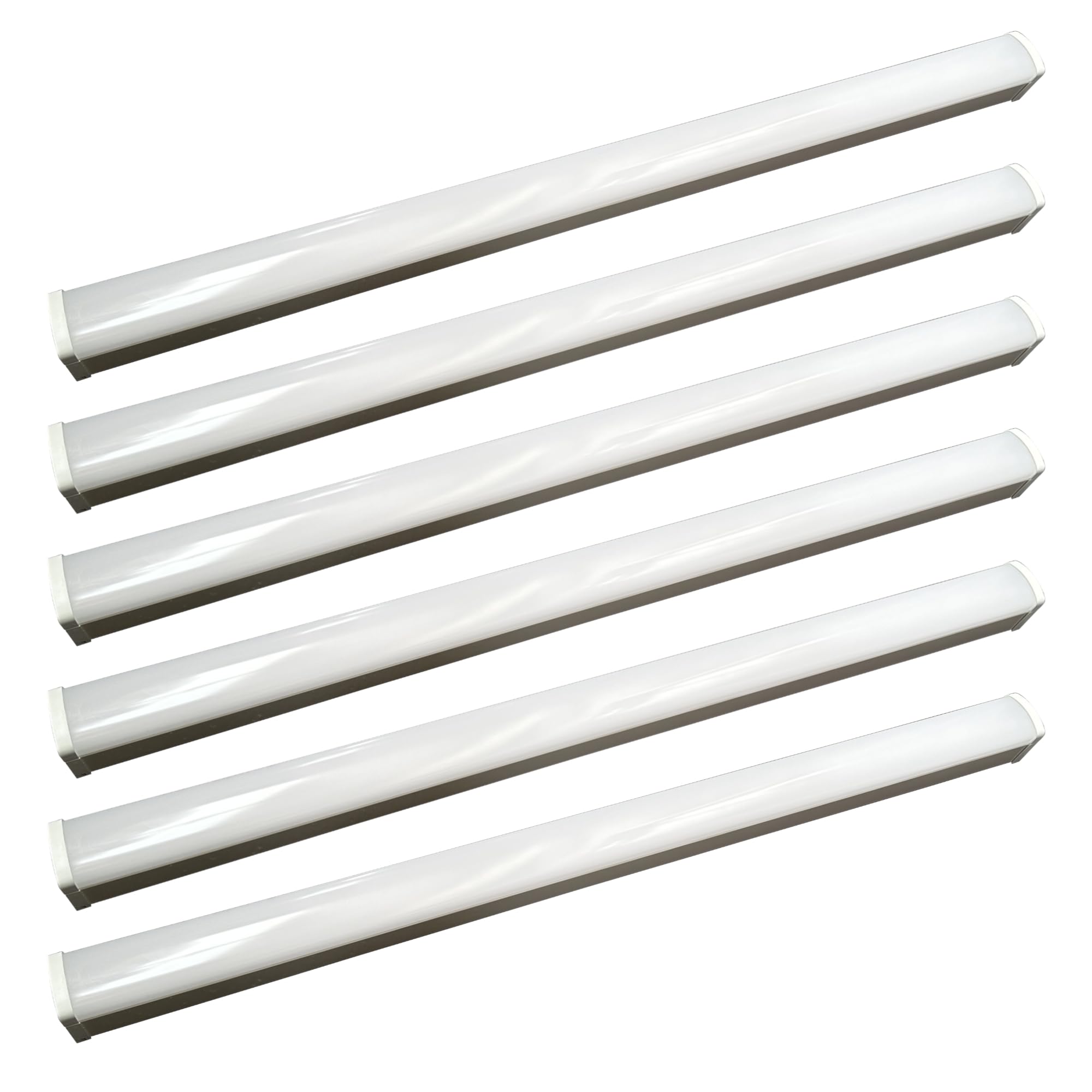 firstchoicelighting Set of 6 LED 4ft Batten Lights, 40w Ceiling Strip Light Fitting, 4000k Cool White 4800 Lumens Linear, 1200mm Length