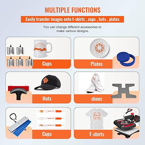 Miniatura 4 de VEVOR Máquina de prensa de calor 11 en 1 de 12 x 15 pulgadas, máquina de prensa de camisetas de 360 , máquina de transferencia de calor de