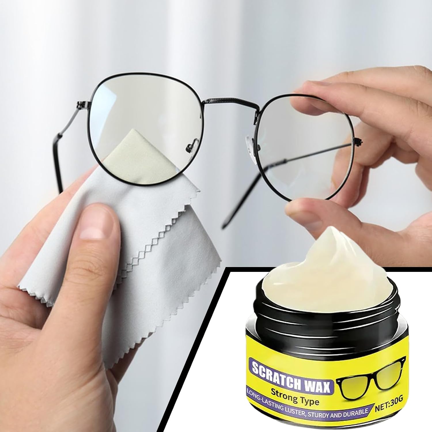Eyeglass Scratch Remover - Durable 30g Lens Cleaner, Eyewear Lens Repair with Grinding Polishing Tool, Convenient Home School Accessory for Road Trip Outgoing Vacation Travel