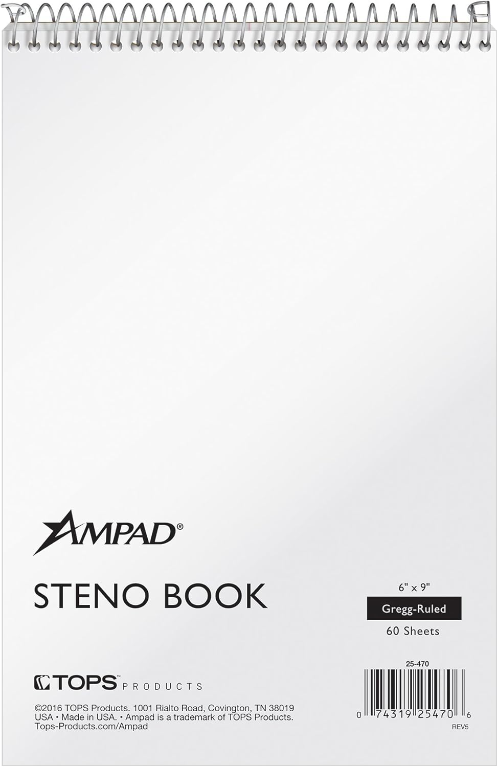 Ampad Steno Book, Size 6 x 9, White Paper, Gregg Ruled