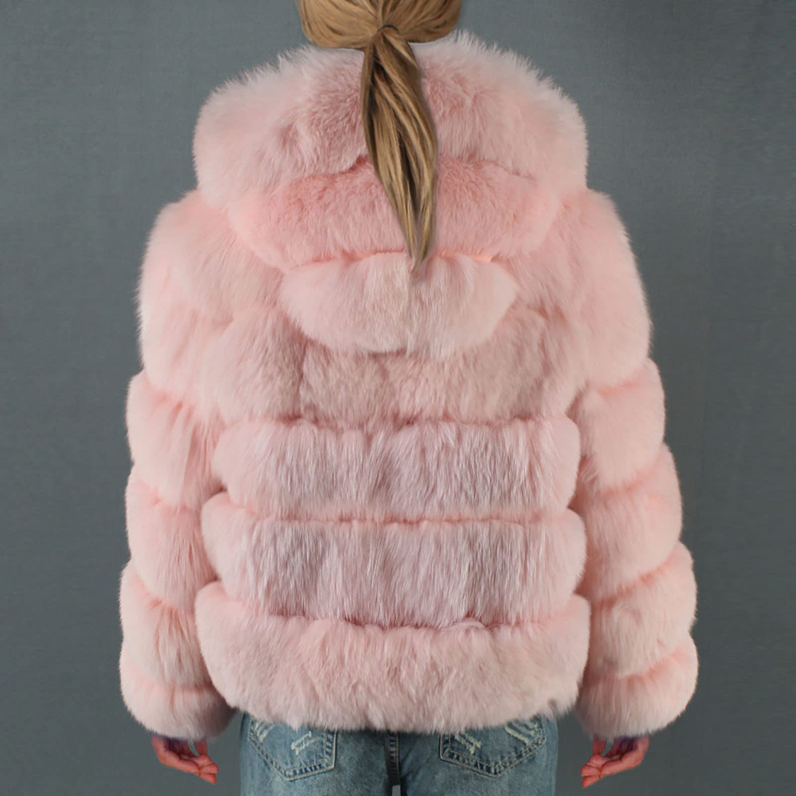 Pelzmantel Damen Felljacke Winter Kunstfell Jacke Kunstpelz Mantel Warm Winterjacke Strickjacke Fleecejacke Kunstfellmantel Elegant Wintermantel Kuscheljacke Flauschig Plüschjacke Fellmantel