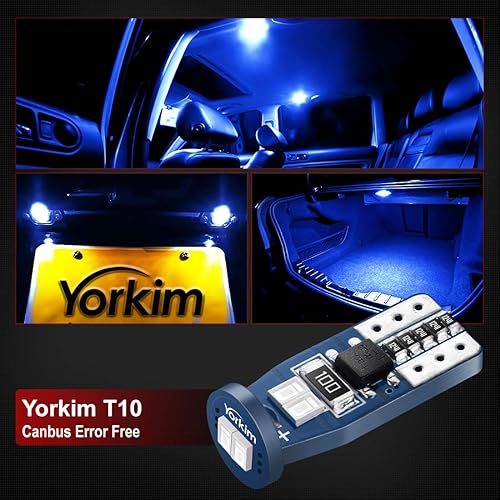 Miniatura 6 de Yorkim Bombilla LED T10 Canbus sin errores 6-SMD Super Bright EMC Chipsets, 194 LED interiores para cúpula de coche, mapa, puerta, placa de