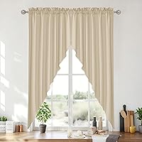 Vista 58 de RYB HOME Cortinas Blancas con Textura de Lino, Cenefas Transparentes, Complementos Superiores para Ventanas, Cortinas Semitransparentes para Cocina