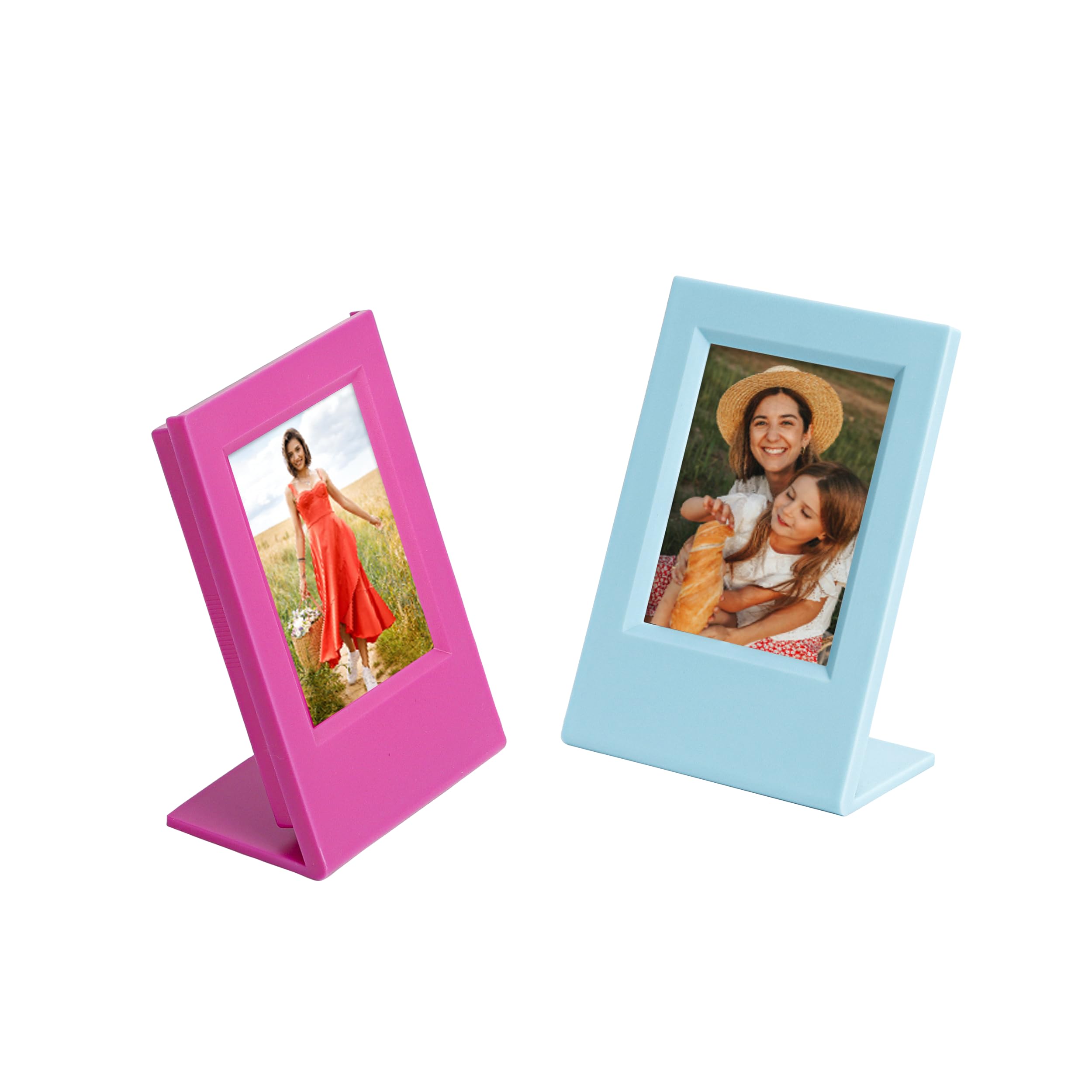 Leonuliy Mini Vertical Picture Frame with Storage Box for Polaroid Fujifilm Instax Mini 12 11 9 8 EVO/NONS SL42 SL645, Black and White. (Blue and Rose Pink)