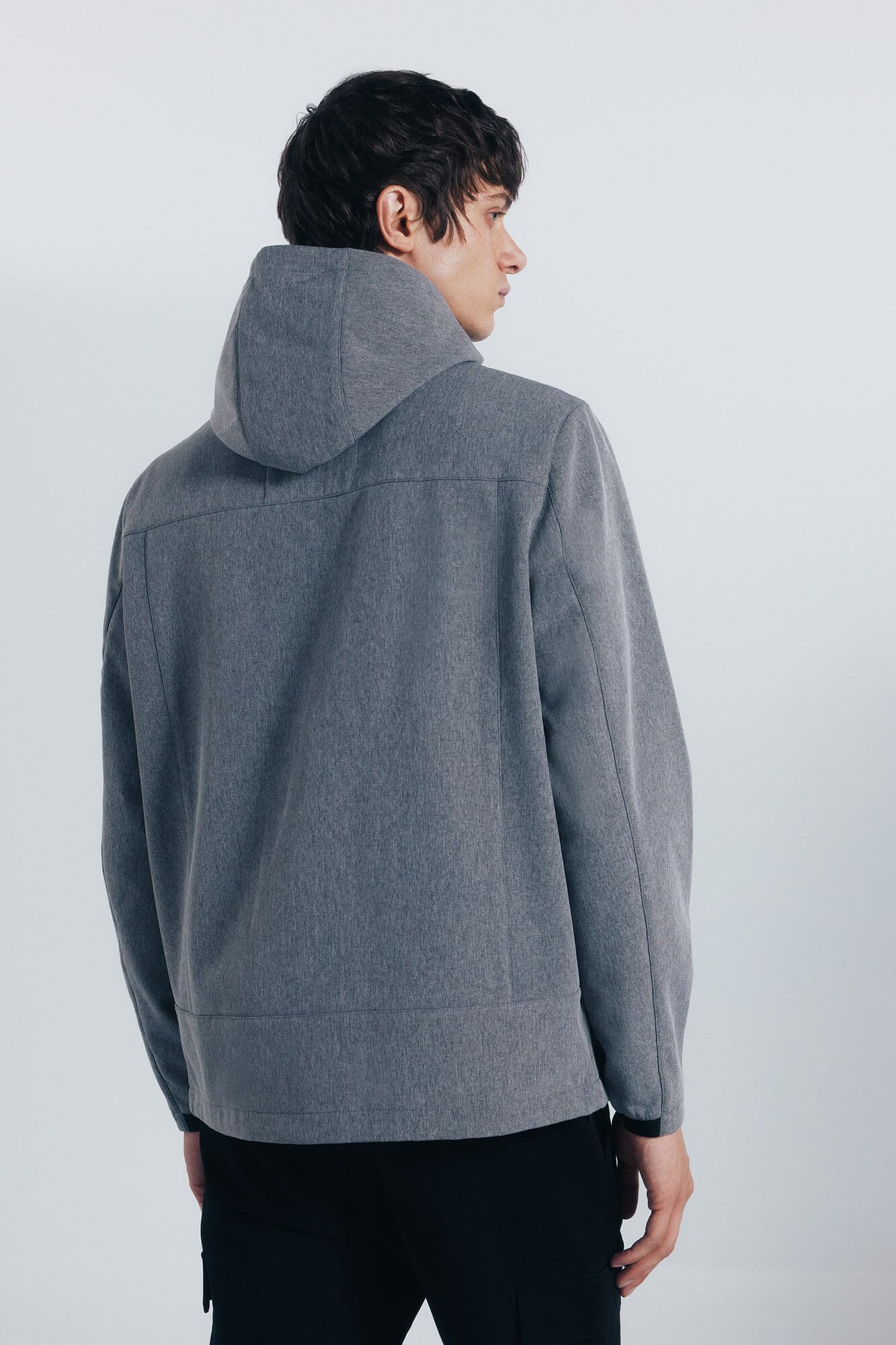 SPRINGFIELD Softshell Melange Technical Short Parka Water Resistant with Hoodie Capucha para Hombre