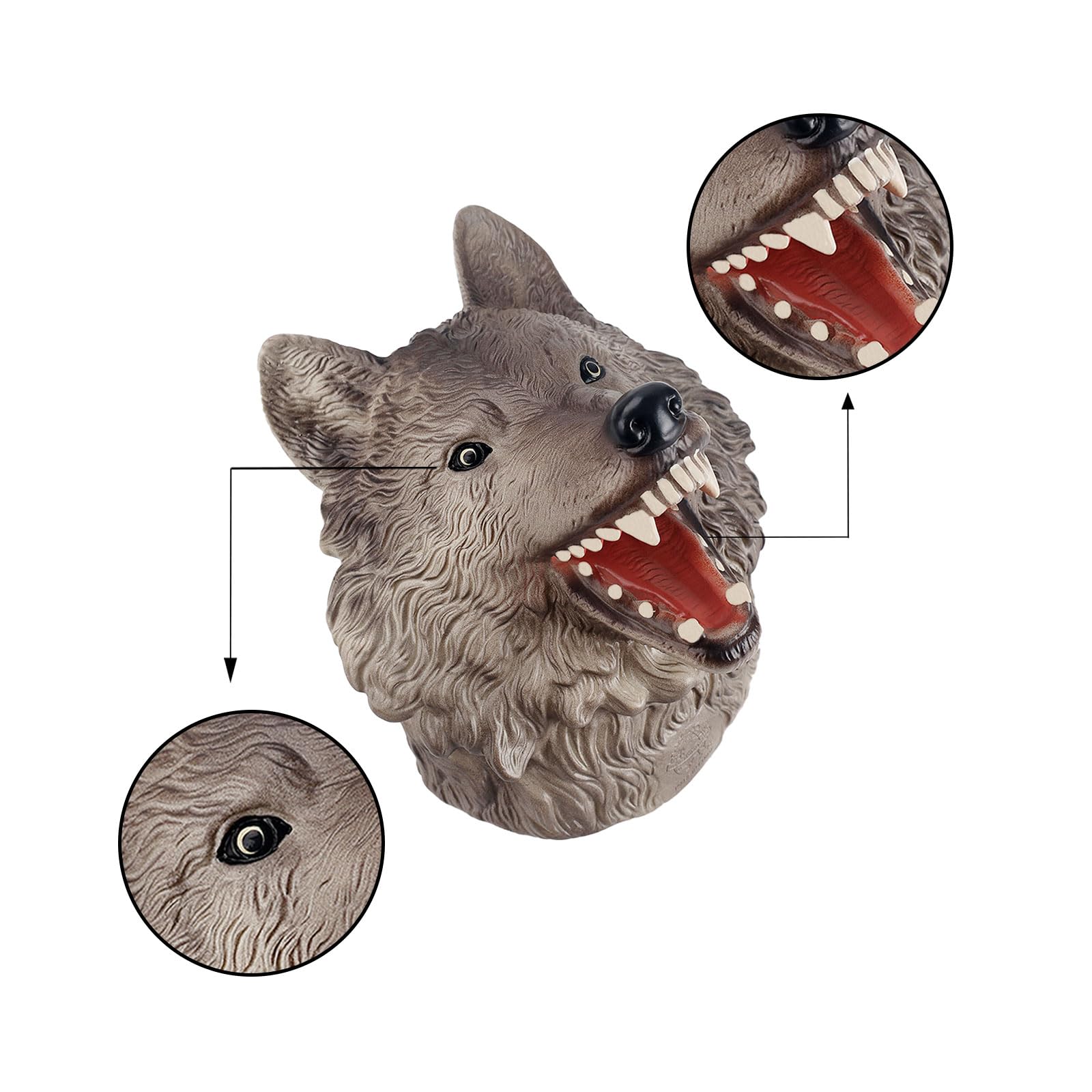 Andux Animal Hand Puppet Realistic Soft Rubber Interactive Role Play Hand Puppet Toys DWSO-01 (Wolf) - Image 3