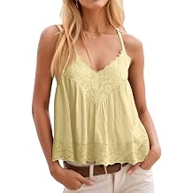 Yousify Womens Y2k Lace Cami Tops V Neck Babydoll Spaghetti Strap Going Out Tops Summer Cute Floral Flowy Camisole Shirts
