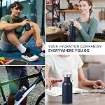 Volhoply 20oz Bouteille d'eau à paroi unique, en acier inoxydable, avec poignée, BPA Gratuit 18/8 304 Bouteilles d'eau de sport pour le camping Randonnée à vélo (Navy,1)