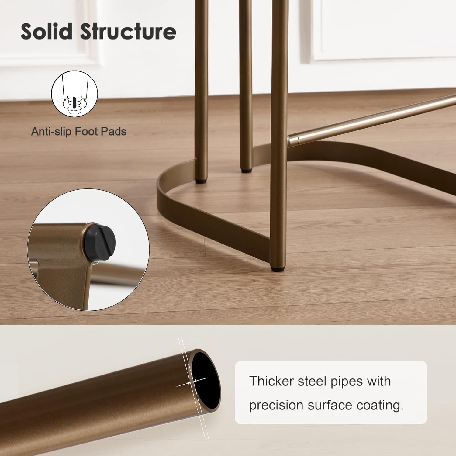 Metal Bar Stools Counter Height, Modern Faux Leather Bar Stools with Curved Backrest, 26 Inch Upholstered Counter Stools with Brass Metal Legs for Kitchen Island (Brown/Set of 2)