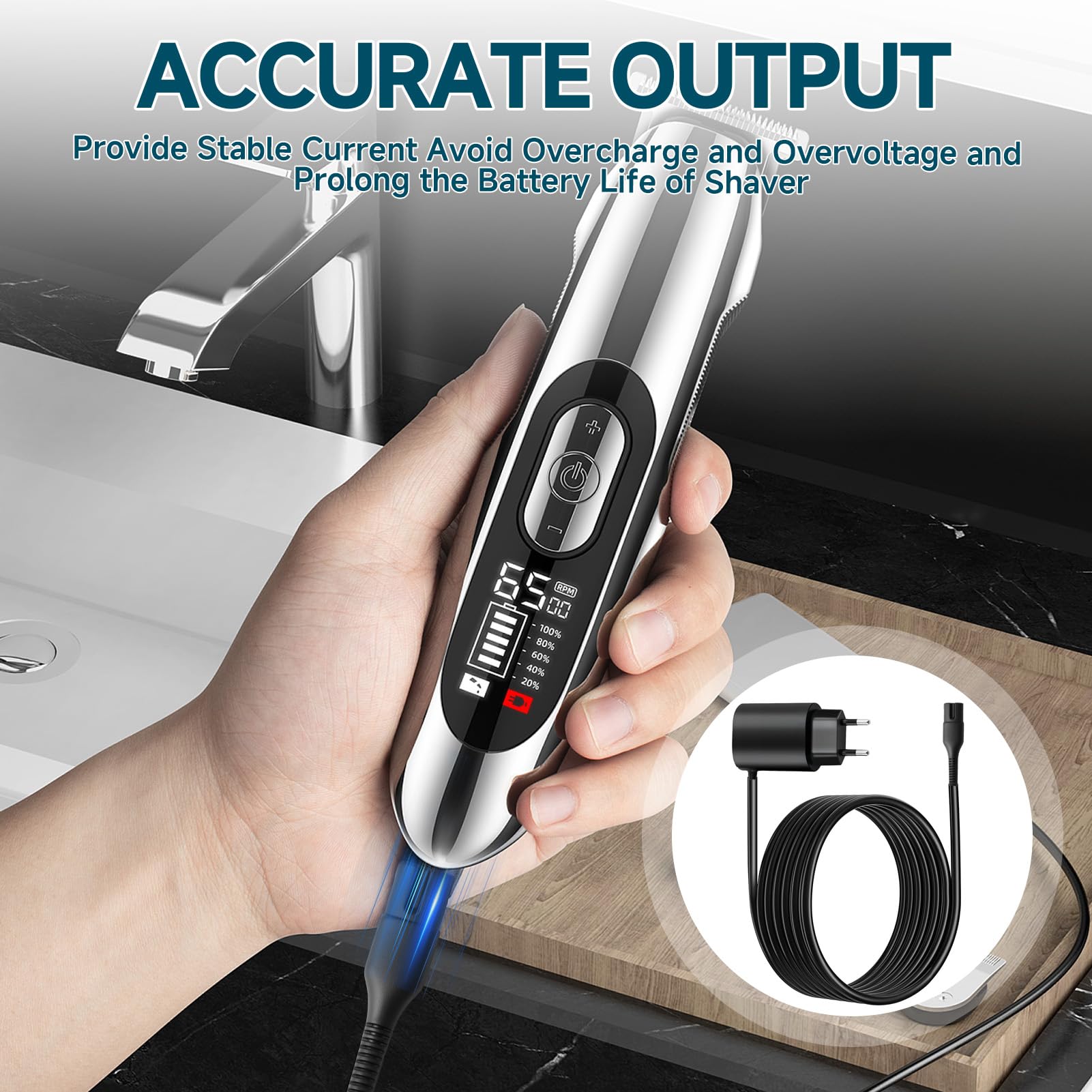 12V 0.4A Cargador Cable para Braun Series 7 6 9 9 Pro 5 4 3 2 1Cable Carga Maquinilla Adaptador Cargador Adaptador for Silk-épil 9 7 5 Maquina Afeitar Alimentación Cable Carga Charger Cortador Barba — view 6