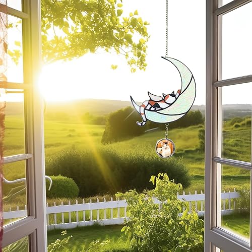 Miniatura 6 de Regalos conmemorativos para gatos de luna, regalo de condolencias para colgar vidrieras para colgar en la ventana, regalos conmemorativos para