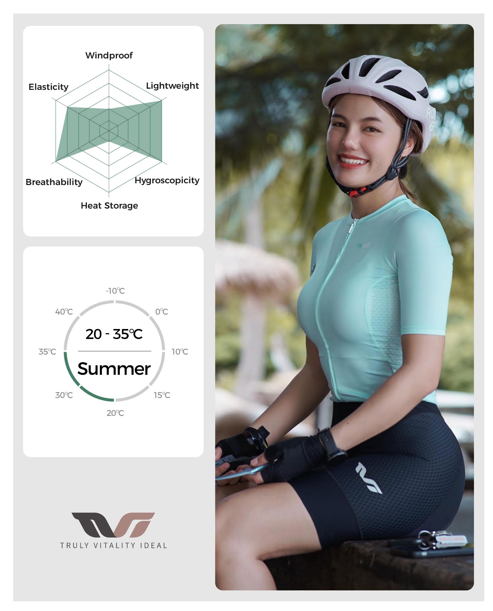ROCKBROS TVI Radtrikot Damen Kurzarm Atmungsaktiv | Fahrradtrikot, Fahrradbekleidung, Cycling Jersey, Sportshirt, Sommer, für Rennrad Mountainbike Frauen