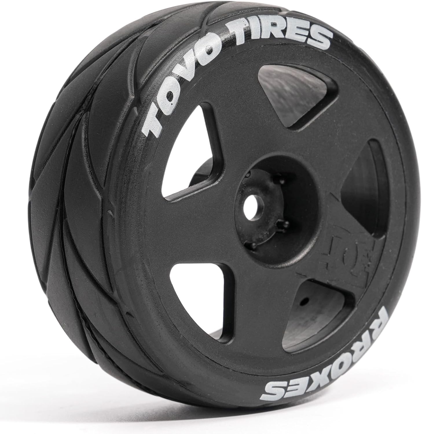 Pre-Glued Wheel & Street Tire Set for 1/10 1/12 RC Car for HSP 94123, Tamiya TT01 / XV01, MJX 10303, Kyosho FW06, 65 x 26 mm Rubber, 12 mm Hex Nylon Wheels, 4 pcs, Black