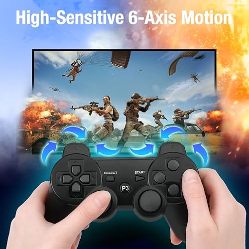 Miniatura 5 de TESSGO PS3 Controller 2 Pack Compatible with PS-3, Rechargeable Game Wireless Controller with Upgraded Joystick for PlayStation 3