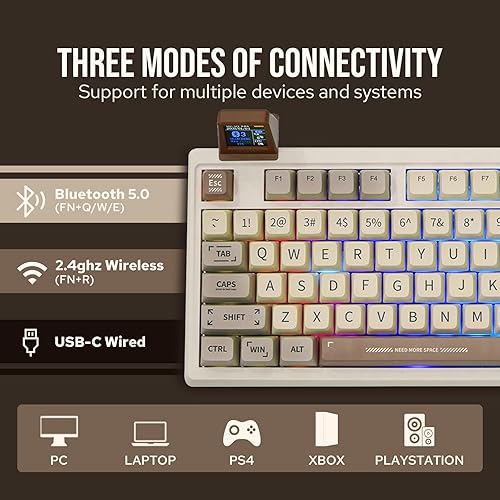 Miniatura 3 de EPOMAKER Teclado retro RT100 para juegos con pantalla de visualización, BT5.02.4GUSB-C, junta de 97 teclas, teclado personalizado, intercambiable en