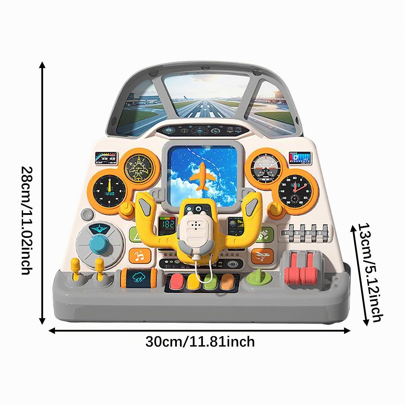 Amagogo Tablero de Actividades para niños con Luces y Sonidos, Juguete de simulación de Cabina de avión, Juego de simulación para Viajes, Regalo para niños de