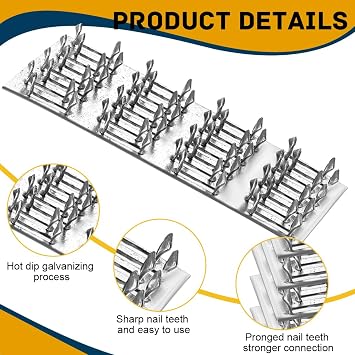 Pronged Truss Plate Flat Mending Plates Repair Tie Plate Bracket Galvanized Steel 1 mm Thick Nail Teeth Height 8mm for Roofing Trusses Wood Timber Connectors (2”x4”, 10)
